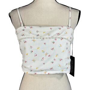 Wildfox Small Odessa Crop Top Floral Ditsy Spaghetti Straps Strapless Beaded New